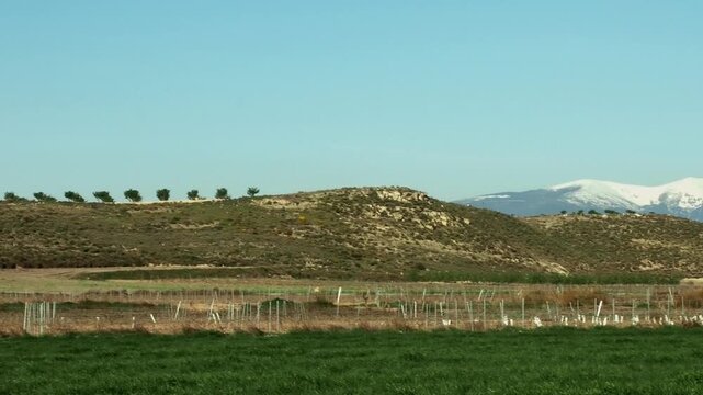 Spring in Spain and snow on the Moncayo massif as the winter ends.