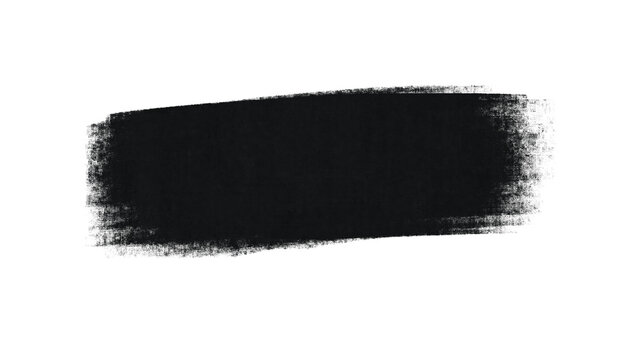 Black brush stroke highlighter paint texture on transparent background.