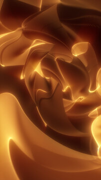 Golden flowing abstract shapes with soft glow, luxury metallic fluid background in warm amber tones