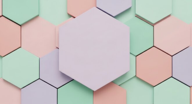 hexagonal pastel mosaic background with blank central space for text or design
