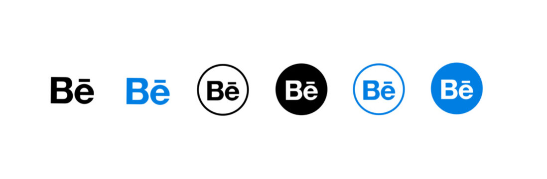 Vector illustration of behance social media logo icon set 
