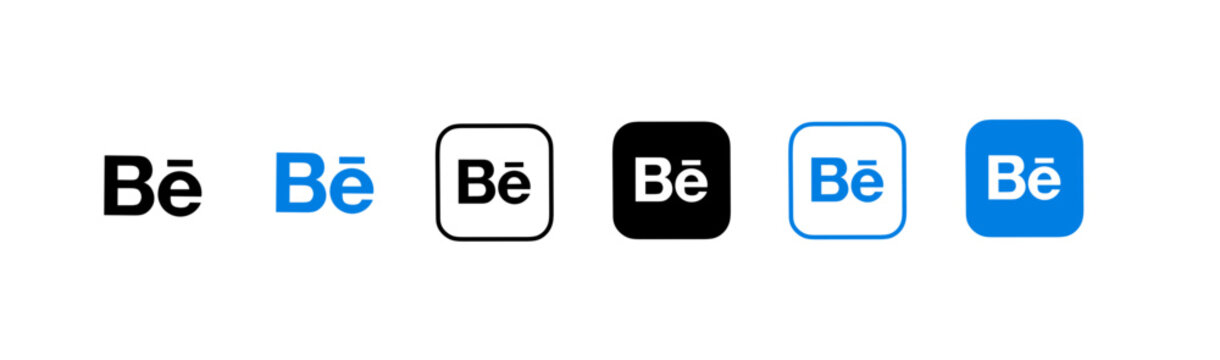 Vector illustration of behance social media logo icon set 