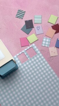 Creating colorful postage stamp paper crafts