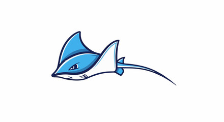 Obraz premium A blue and white ray swims left, its eye focused forward