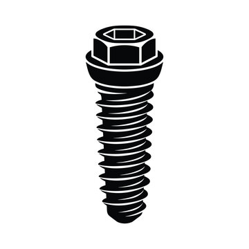 Black silhouette of a hex head screw with a tapered thread and a washer-like collar on a white background