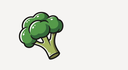 Naklejka premium A cartoon-style green broccoli floret with a thick stem and highlights on its rounded florets