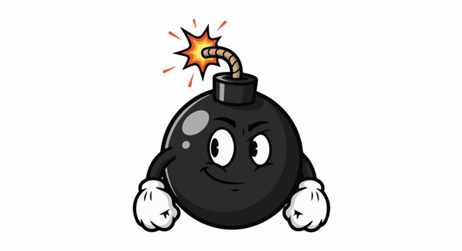 A cartoon bomb with a fuse burning and a mischievous expression