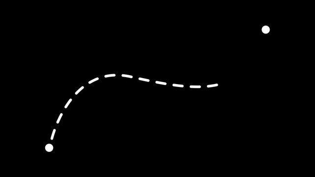 Dotted one path to another path animation. Dashed Path icon from Start to End Point motion graphics. Goal concept 4k video footage.
