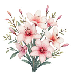 Obraz premium Pink Lily Bouquet with Green Foliage