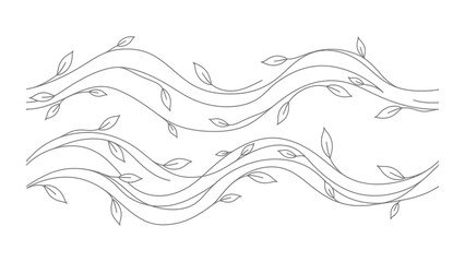 Fototapeta premium a line drawing of wavy lines with leaves.