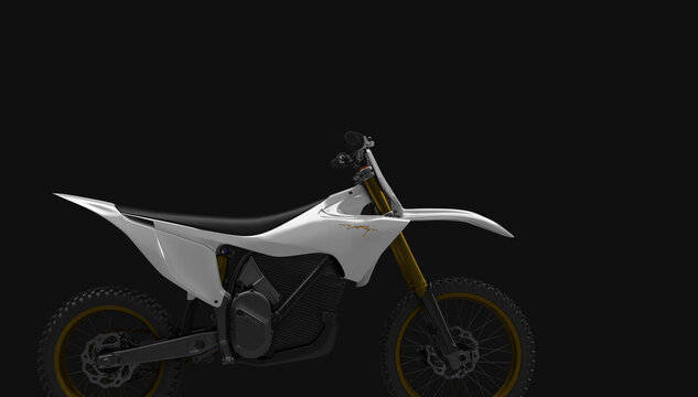 Stark VARG electric motocross bike side profile on black background 3D illustration