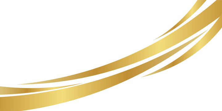 Flowing golden waves and swooshes with golden gradient for a luxurious border or footer on a certificate, banner