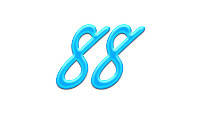 Glowing blue effect of number 88 on white background.