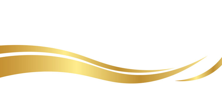 Golden border swooshes wave element with a metallic gradient