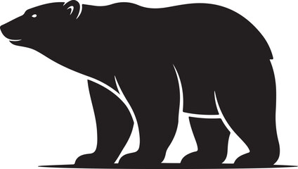A black and white silhouette of a polar bear standing on its hind legs silhouette vector icon © Mostakim72