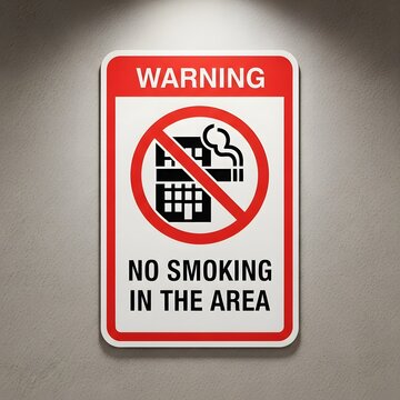 Warning sign indicating no smoking in a specific area