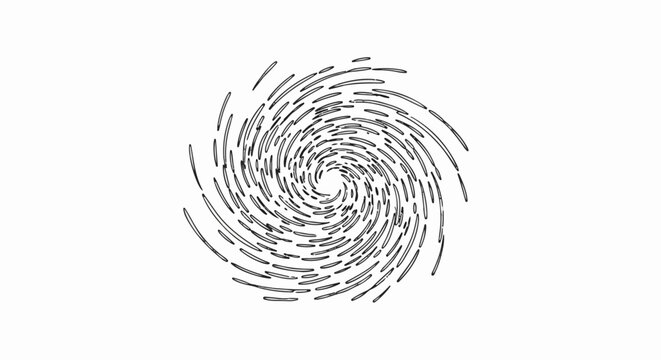 Swirling vortex of dashed lines on a white background, abstract design