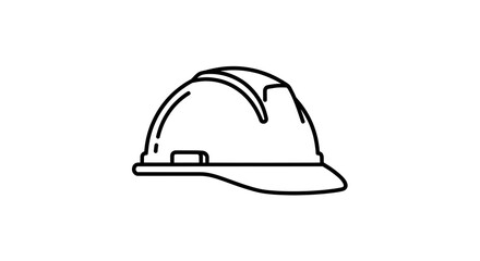 Fototapeta premium Hard hat, safety helmet, construction icon, line drawing, black and white