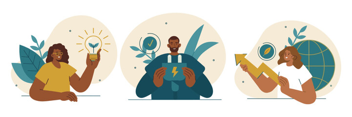 Concept illustration of innovation business growth and ideas with people innovation business illustration lightbulb analysis brainstorming strategy creativity teamwork discussion progress © Domestock