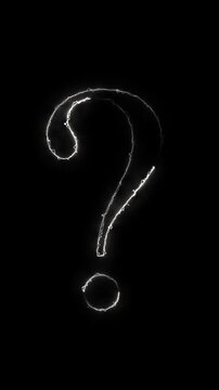 A futuristic glowing question mark with a sci-fi neon light effect. Full HD. 4K