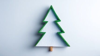 Obraz premium Minimalist Christmas tree shape made of green felt on a clean white background, creating soft shadows