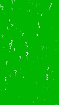 Question mark background animation with blink question marks on green background. who, why, where, how, what Full Hd. 4K
