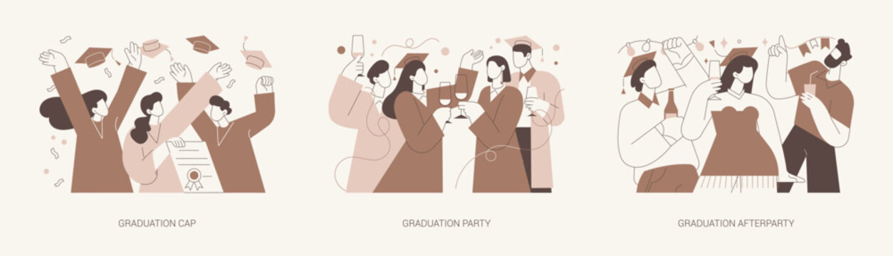 Graduation isolated cartoon vector illustrations se