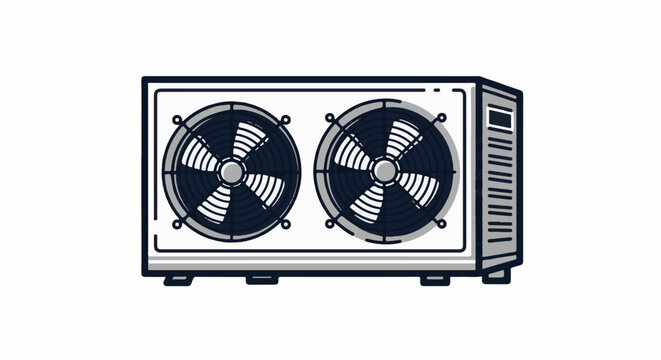 Two fans in an industrial unit with a gray and black outline