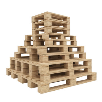 Stacked wooden pallets ready for transport