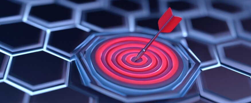3D metal hexagon target board featuring an arrow for strategy precision in competitive games