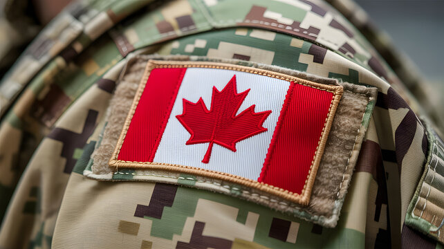 A Canadian military uniform with a flag patch on transparent background