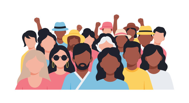 Diverse group of people illustration, multicultural crowd, community concept