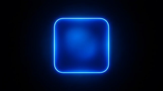 Neon blue rectangle frame on black background a modern and minimalist digital illustration