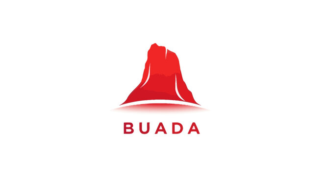 BUADA Logo - Red Abstract Mountain Peak Icon on White Background.