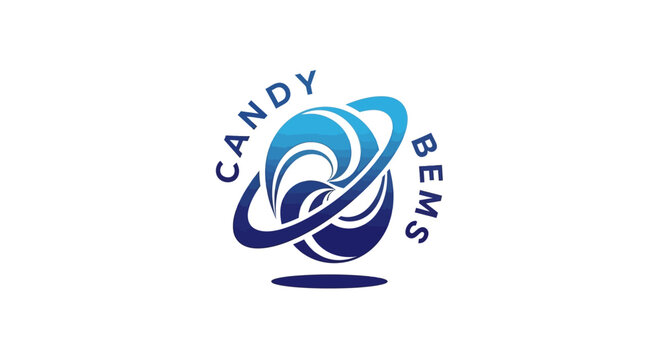 Candy Bems Logo - Abstract Blue Swirls and Modern Design.