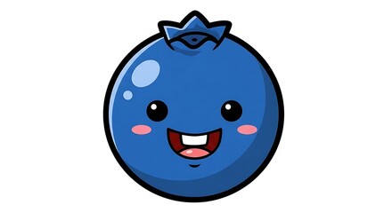 Obraz premium Blue cartoon pomegranate smiling face.