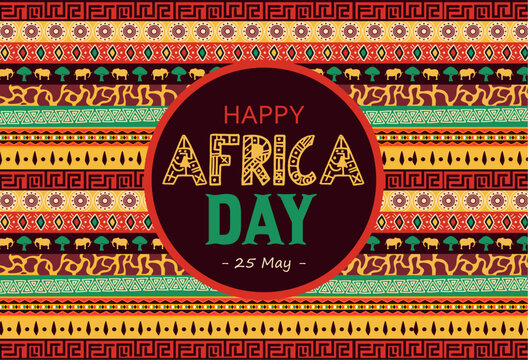 Happy Africa Day Social Media Post Templates Background Illustration with African Ethnic Tribal Pattern. African traditional pattern
