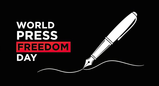 World Press Freedom Day Poster with White Pen on Black Background