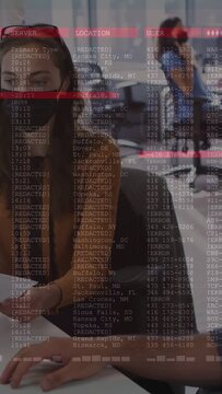 Woman moving paper while peer pointing causing overlay scrolling SERVER or LOCATION or USER for audi