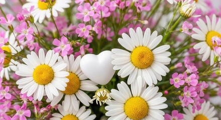 Fototapeta premium Happy mothers day beautiful pink and white daisy bouquet for celebrating mom's love and appreciation