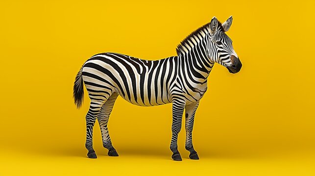 Low Poly Zebra on Yellow Background