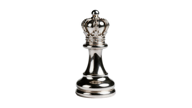 Silver ornate Chess King piece with crown and base