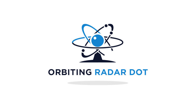 Abstract illustration of an orbiting radar dot with a science theme.