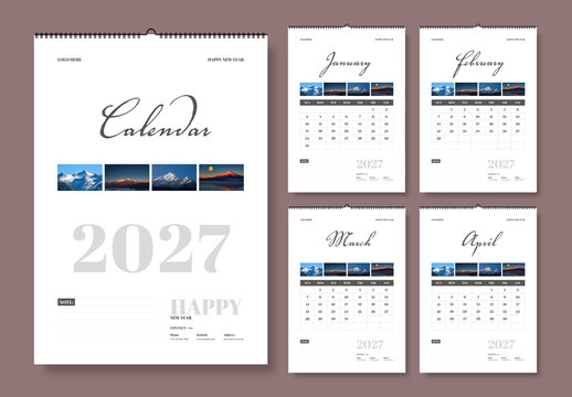 Clean And Minimal Calendar Template 2027