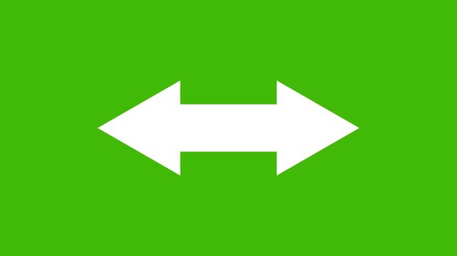 Double side indicator arrow animation on green background. Left and right arrow icon motion graphics. two side arrow distance 4k video footage.