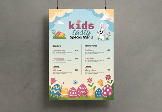 kids Easter Food Menu Template