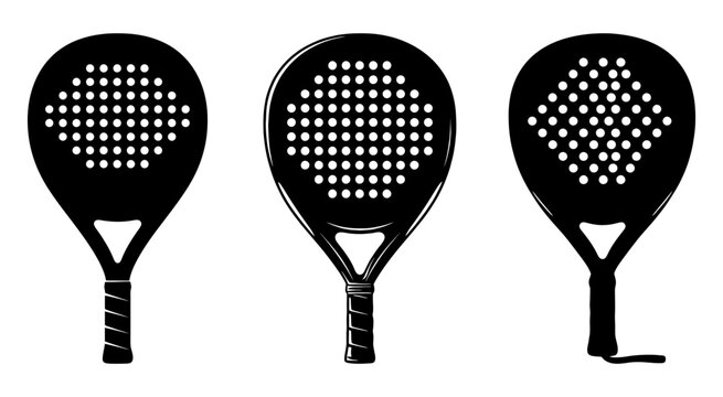 Classic Black-and-White Racquetball Racquets Vector Set