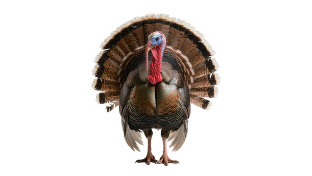 Bronze male turkey displaying vibrant plumage and wattle