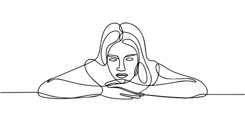 Obraz premium person continuous one line drawing, Untitled-19Continuous one line drawing of a person planning for the future, symbolizing long term financial planning, line art style vector illustration