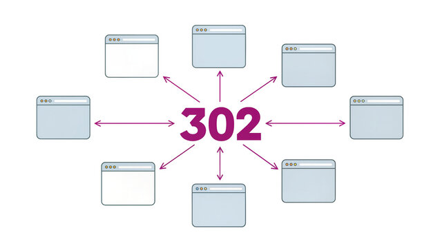 Purple Number 302 Redirecting Multiple Blue Browser Windows
